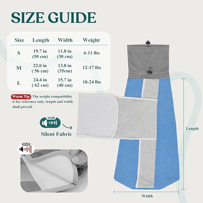 Supet Cat Grooming Wrap for Cutting Nails, Self-Adhesive Anti-Scratch Swaddle with Bite-Proof Mesh Hood & Thick Waist Strap Anti-Escape Bag for Nail Trimming, Medication, Ear Cleaning (Blue L)
