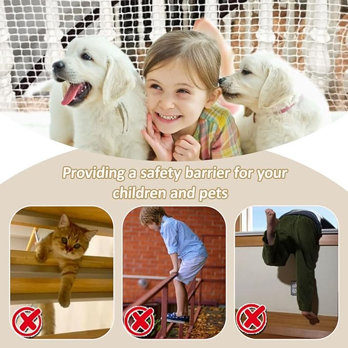 Safety Rope Net Kids Pet Stair Balcony Protection Net Baseball Softball Backstop Nets Outdoor Knotless Sports Netting(Size:3M×8M(9.8FT×26.2FT),Color:White)