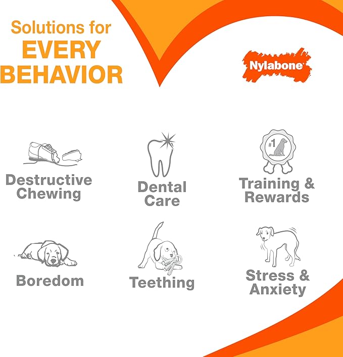Nylabone Power Chew Classic Bone Chew Toy for Dogs, Durable Dog Toys for Aggressive Chewers, Bacon Flavor, Medium/Wolf - Up to 35 lbs. (1 Count)