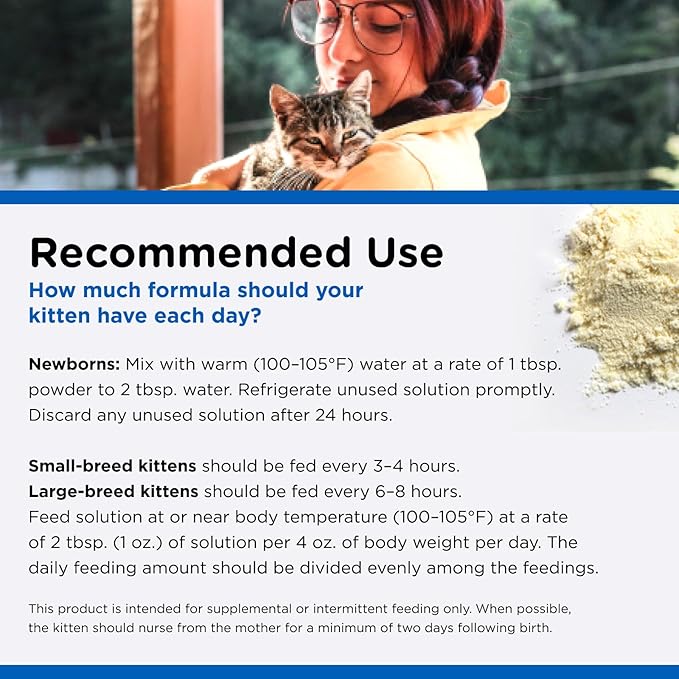 Nutri-Vet Milk Replacer For Kittens, Powdered Milk, Kitten Essentials, Cat Care, Veterinarian Recommended Cat Essentials, Whelping Supplies, Nursing Supplies, 12oz