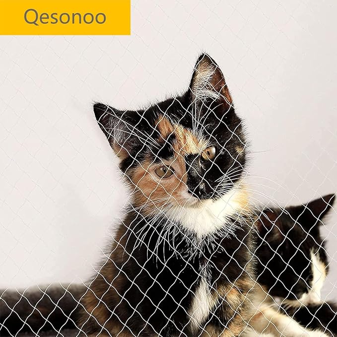 Cat Anti-Fall Fence Net - Transparent Nylon Pet Mesh Fence for Balcony, Window & Stairs (10 x 26ft/3 x 8 Meters)