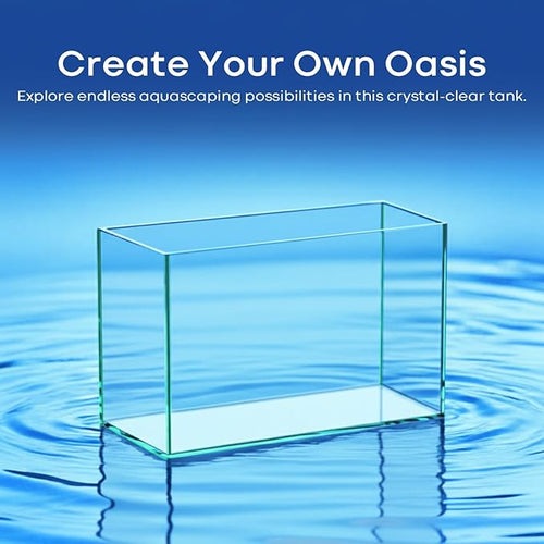 10 Gallon Glass Fish Tank Open-Back Lid, Aquarium Fish Bowl Cube for Betta Goldfish Snails Shrimp Aquatic Planting, Ultra Clear Rimless Low Iron