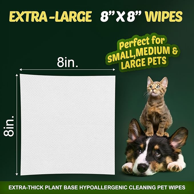 Dog Wipes for Paws and Butt Ears Eyes | Organic Pet Wipes for Dogs | Hypoallergenic Lavender Scented Dog Wipes Cleaning Deodorizing | Extra Thick Plant Based Wipes Dogs Cats Pets | 100 Count