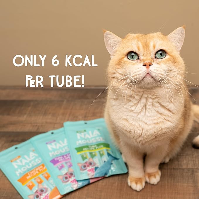 LOVE, NALA Digestive Health Chicken + Prebiotic Mousse Cat Treats – Lickable Squeeze-Up Puree, Topper or Treat – Grain-Free, 4 Pack – Human-Grade Protein, Non-GMO, No Artificial Additives