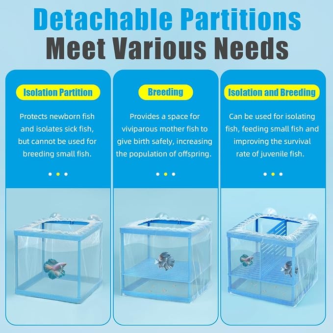 AQUANEAT Fish Tank Breeder Large Mesh Net Fry Saver Aquarium Spawn Hatchery Isolation with Suction Cups Hatchery Incubator for Shrimp Betta