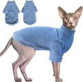 Idepet Sphynx Hairless Cats Sweater Shirt Kitten Soft Puppy Clothes Pullover Cute Cat Pajamas Jumpsuit Cotton Apparel Pet Winter Turtleneck for Cats and Teacup Chihuahua Small Dogs(Blue,XXL)