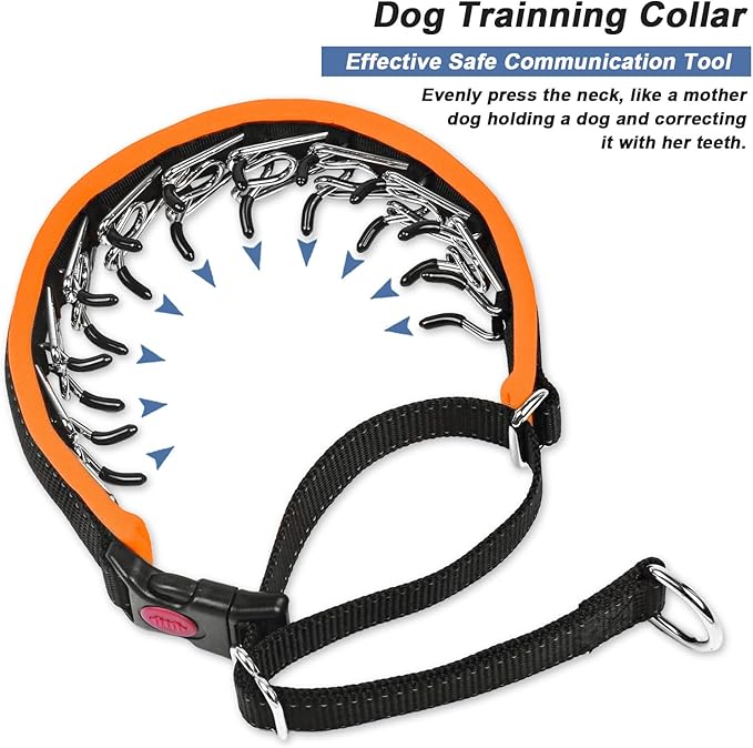 Martingale No Pull Dog Collar - Heavy Duty Nylon With Buckle, Adjustable Anti Pull Reflective Slip Collar for Large Medium Small Dog Training Walking L Orange