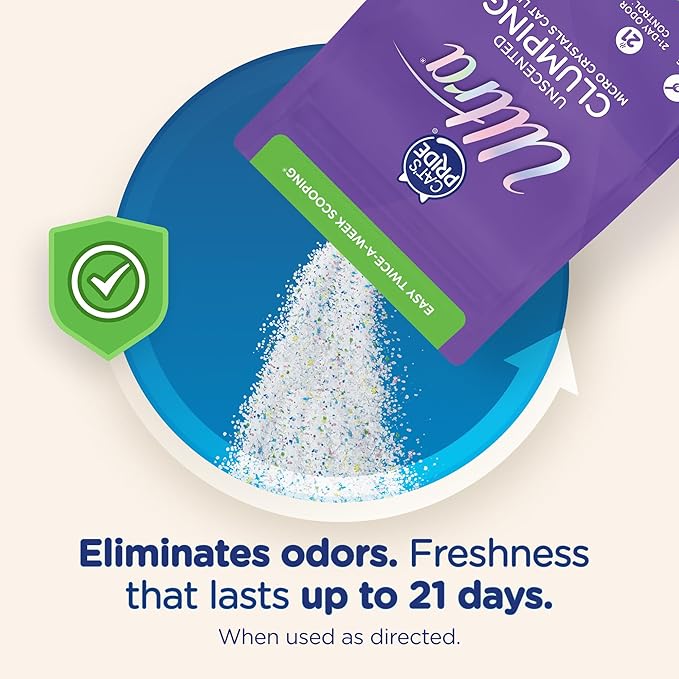 Ultra Clumping Micro Crystals Premium Cat Litter - Dust Free, Soft on Paws, Fragrance Free - 15 Lbs. Total (3pk of 5 Lbs.)