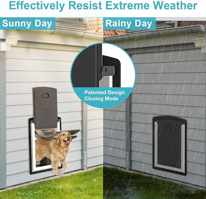 ClawJaw Cat Door for Exterior Wall, Metal Frame and Telescopic Tunnel Pet Door, Double Magnetic Flaps Cat Door and Dog Door, Easy to Install, Black (Pets Up to 22 Lb)-Small