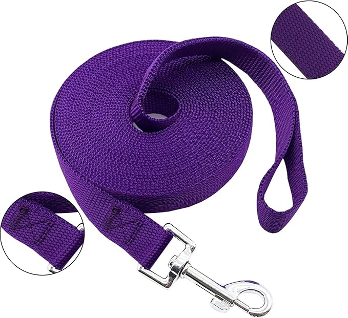 Nylon Training Dog Leash for Small Medium Large Dogs, 15ft 20ft 30ft 50ft 100ft Long Leash Dog/Puppy Lead for Obedience Recall Training, Camping