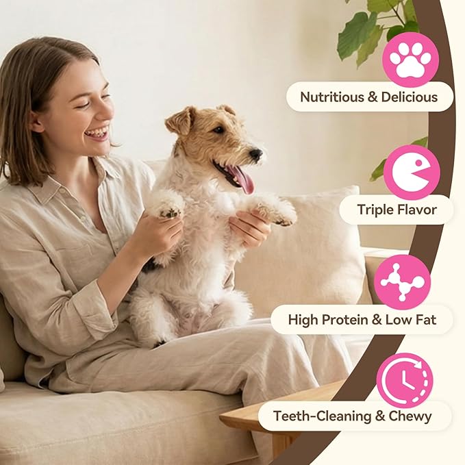 Dog Treats Rawhide Sticks with Chicken, Duck & Chicken Liver, Triple Flavor Beefhide Chews for Small & Medium Dogs, 5 Inch, 30 Count, 21.16 oz