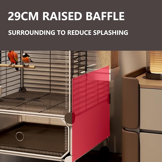 Large Parrot Cage with Acrylic Doors, 4 Casters, Perch & Feeder, Detachable Drawer, Ideal for Cockatiels, Budgies, Conures, Indoor/Outdoor Use – Spacious White Birdcage (White, 72x36x135cm)