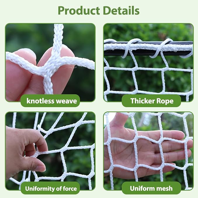 Safety Rope Net for Kids,Knotless Fence Net for Balcony Stairway Guard,Outdoor Terrace Decoration Pet Anti-Fall Rope Netting,Baseball Sports Netting(Size:4M*7M(13.1FT*22.9FT),Color:White)