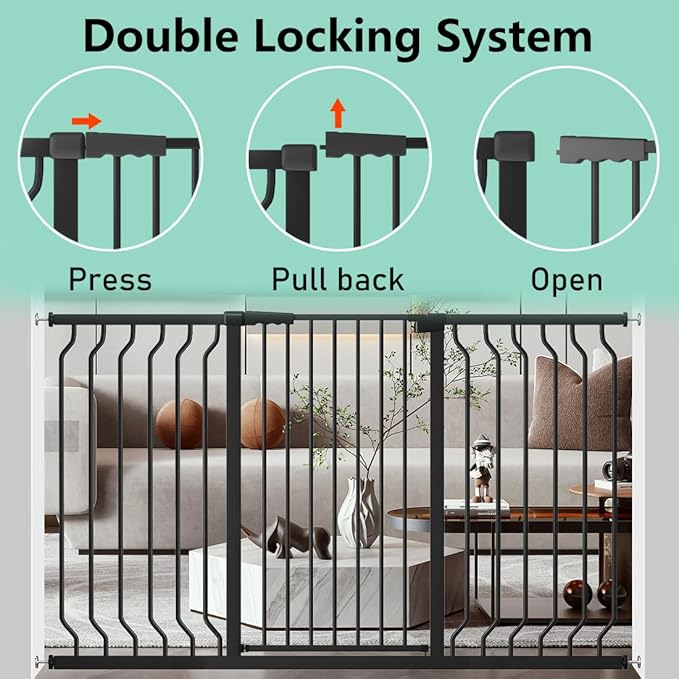 ALLAIBB White 40.55" Extra Tall Wide 29.92-62.60" Baby Gate Pressure Mounted Walk Through Child Kids Safety Toddler Tension Pet Dog Gates with Extension for Doorways Kitchen