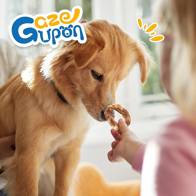 gazeupon Dog Treats, Chicken Wrapped Meat Ring, Made with Real Chicken and Beef, Healthy Dog Chews for Large Breed, Rawhide Free, w/Glucosamine Chondroitin