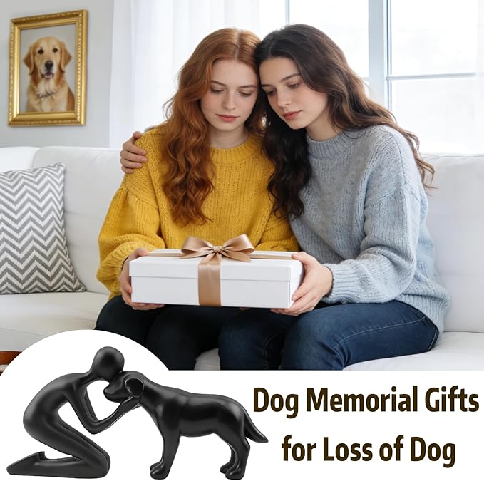 Dog Memorial Statues – Dog Memorial Gifts for Loss of Dog, Pet Memorial Ornament, Pet Sympathy Remembrance Gift (Sandstone)