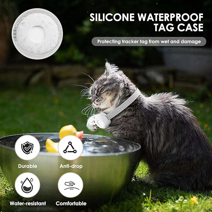 Cat Tracker, Lightweight Pet Tracker for Cats, GPS Tracker for Cats Compatible with Apple Find My App(Only iOS), Real-Time Tracking, Precise Positioning, No Monthly Fee