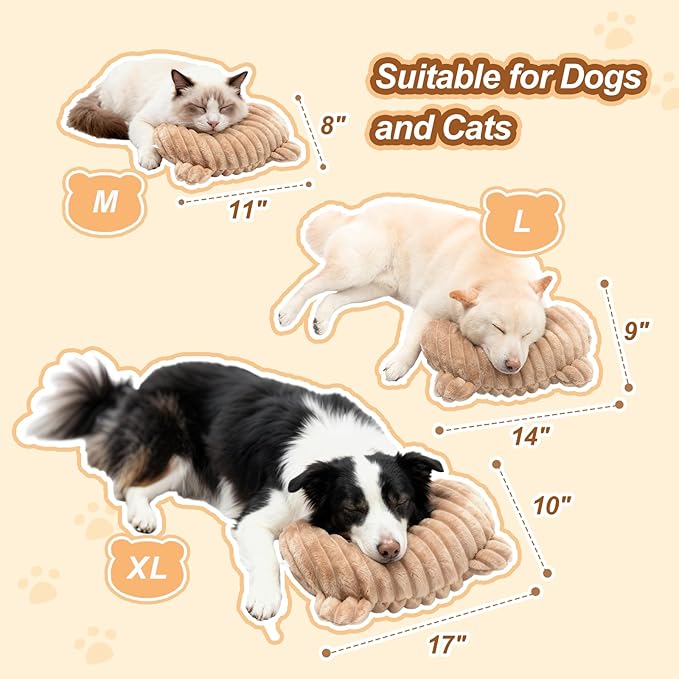 Jiupety Dog Calming Pillow, Soft and Neck-Friendly, Washable Pet Neck Pillows for Small Medium Large Dogs and Cats, 14" x 9", Coffee