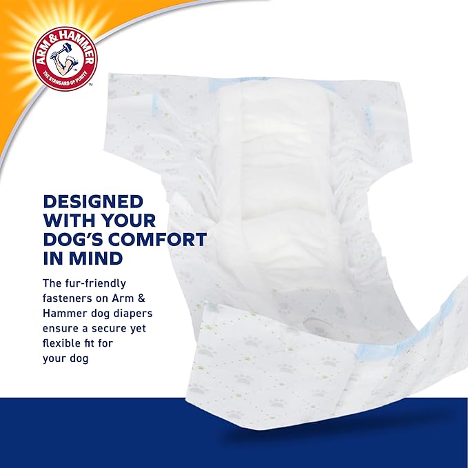 Arm & Hammer for Pets Disposable Female Dog Diapers with Odor Control and Wetness Indicator, Leak Resistant Dog Diapers for Incontinence and Heat Cycles, Size Medium 16.5–21 in Waist, 12 Count - 6 Pk
