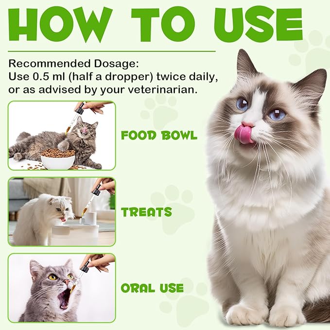 3-in-1 Probiotics for Cats with Digestive Enzymes & Prebiotics – Supports Gut Health, Immune System & Diarrhea Relief – 60ml for Cats of All Ages
