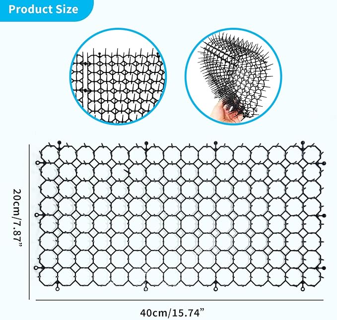 16 Pack 16 x 8 Inch Cat Scat Mat with Spikes, Scat Mat for Cats Cat Deterrent Mat Digging Stopper Repellent Spike Mat