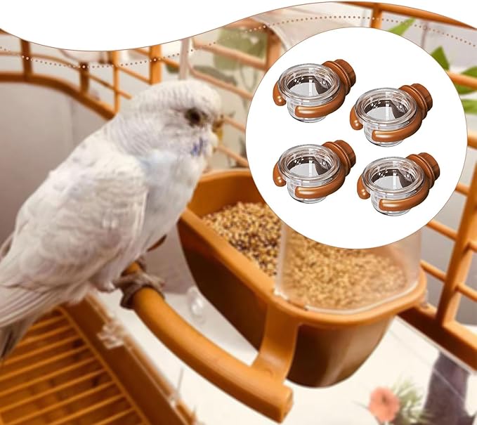 4 Pieces Bird Water Dispenser Decoration for Outside Sturdy Yard Transparent Multifunctional Professional Food Bowl Accessory, Brown