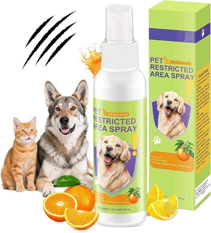 Pet Deterrent Spray - Stops Cat & Dog Peeing, Chewing, Scratching, Natural Citrus & Lemon Formula, Safe, Stain-Free Pee Corrector (C)