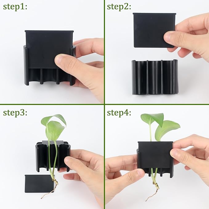 3 Holes Upgraded Aquatic Plant Cup Aquarium Plant Holder for Tank,Aquascape Accessories Decorations- Black 4 Pcs