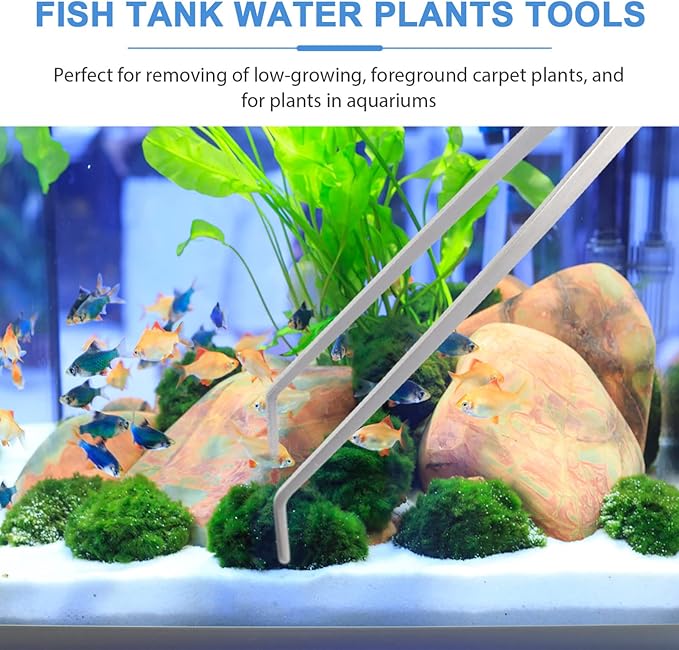 Mipcase 2pcs Stainless Steel Aquarium Plant Tweezers Curved and Straight Design for Easy Aquatic Pruning and Water Planting Fish Tanks