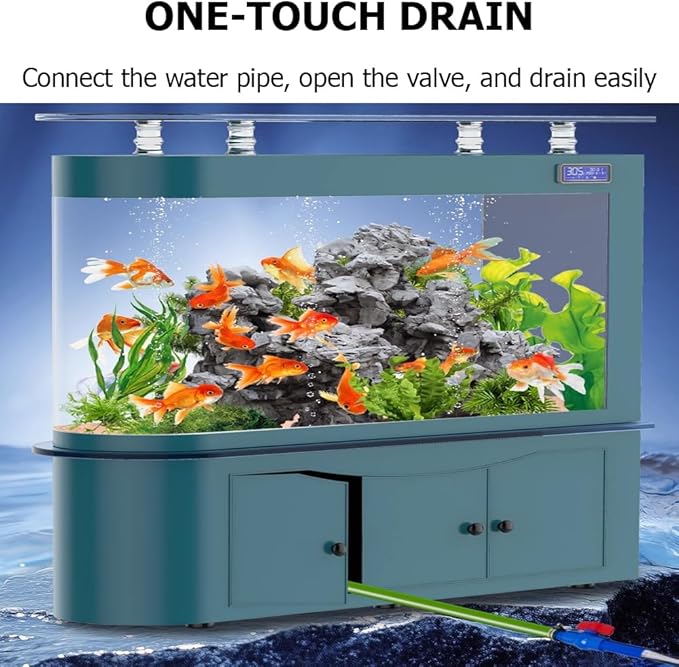 68 Gallon Aquarium Fish Tank,LCD Screen,Large Glass Fishbowl,Bottom Filtration,Heavy Duty Glass Aquarium Kit,Ultra-High-Definition Glass,Screen Display Fish Tan,D