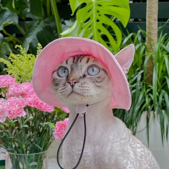 Pet hat with Ear Holes Sunscreen Baseball Cap Suitable for Small and Medium-Sized Dogs Outdoor Climbing hat in Summer Pet Products (Pink, Medium)