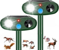 2Pack 2026 Solar Ultrasonic Animal Repellent Outdoor Cat Repellent Devices with Motion Detection&Flash Light Squirrel Rabbit Dog Cat Deterrent,Keep Rodent Chipmunk Raccoon Deer Away for Yard Garden