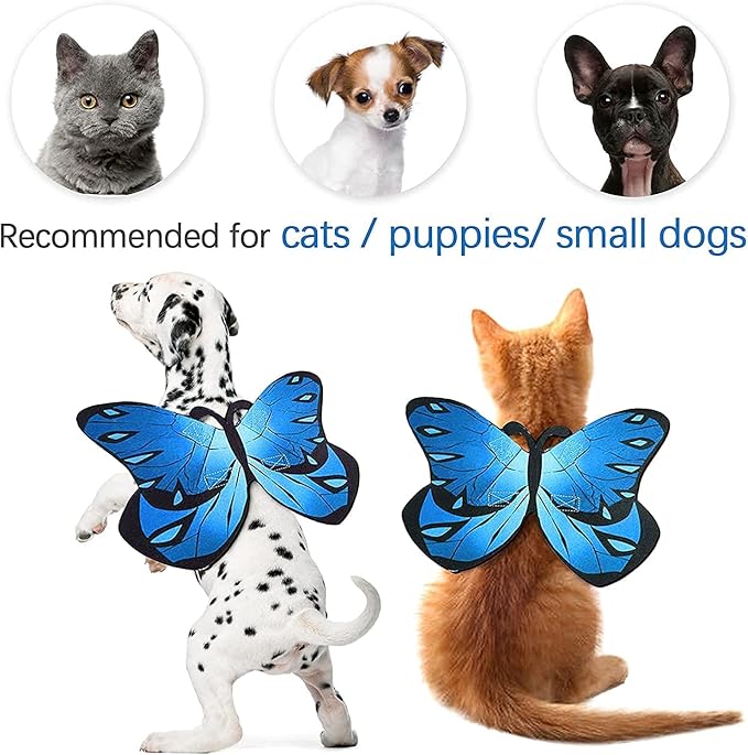 Cat Dog Butterfly Costume Wings for Halloween Party Decoration, Halloween Dog Cat Costume, Puppy Cat Dress Up Accessories