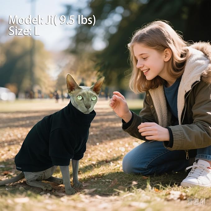 Sphynx Cat Clothes Hairless Cat Sweater Shirt Soft Warm Long Sleeves Pullover Pet Clothes Pajamas Dog Cloth for Small Dogs Kitten Clothes Pet Sweaters (Black, M)