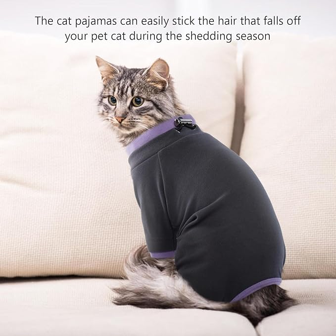 Sticky Cat Clothes Stretchy, Sphynx Hairless Sweater & Pajamas for Cats only, Soft Cat Onesie for Cats After Surgery Female Male & Hair Loss Prevention, Black XL