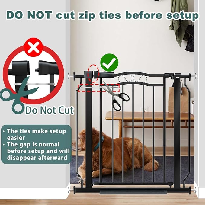 Fairy Baby 53.1"-62.5" Extra Wide Baby Gates for Stairs & Doorways, Pressure Mounted Baby Safety Child Gate No Drill, Long Dog Gate with Door Walk Thru, Metal Auto Close Large Pet Gate Indoor, Black