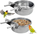 PINVNBY Stainless Steel Bird Bowl Parrot Food Water Bowls with Clamp Holder Bird Feeder Dish Cups Crate Bowls for Cockatiel Pigeons Conure Budgies African Greys (2PCS Screw Size: L)