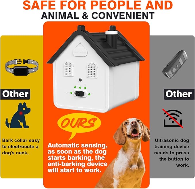 Anti Barking Device for Dogs, Ultrasonic Dog Bark Deterrent Devices Safe for Dogs, Dog Barking Control Devices Up to 50 Ft Range Dog Training & Behavior Aids, Anti Barking Device for Dogs Indoor