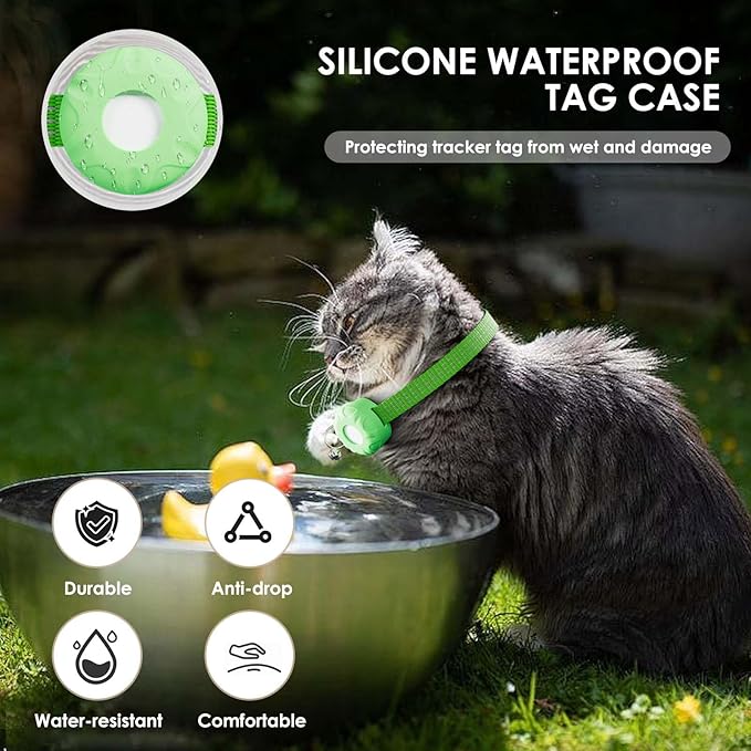 Cat Tracker, Lightweight Pet Tracker for Cats, Cat GPS Tracker Compatible with Apple Find My App(Only iOS), Real-Time Tracking, Precise Positioning, Waterproof, No Monthly Fee, Smart Alerts