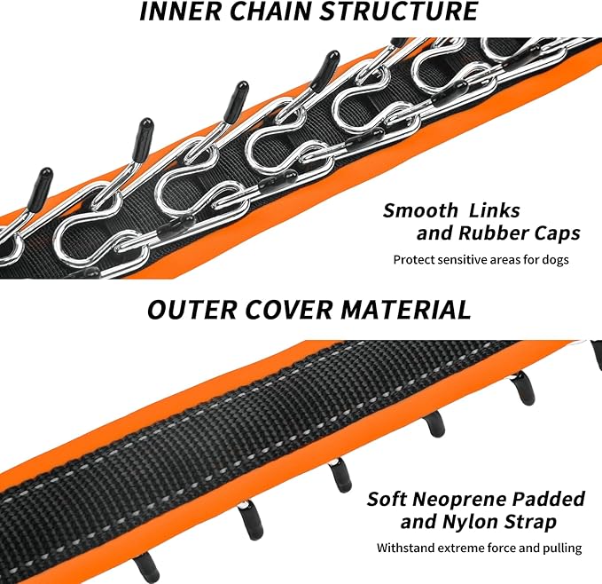 Heavy Duty Nylon No Pull Dog Collar with Buckle, Adjustable Anti Pull Reflective Slip Collar for Large Medium Small Dogs - M Orange