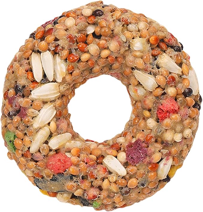 Parakeet Treats - Enrichment Toy, Donut Shaped Grain Teether, Interactive Training Accessory, Foraging Supply | Fun Bird Toys for Lovebirds, Cage Activity, Feeding Entertainment, Daily Play Snack
