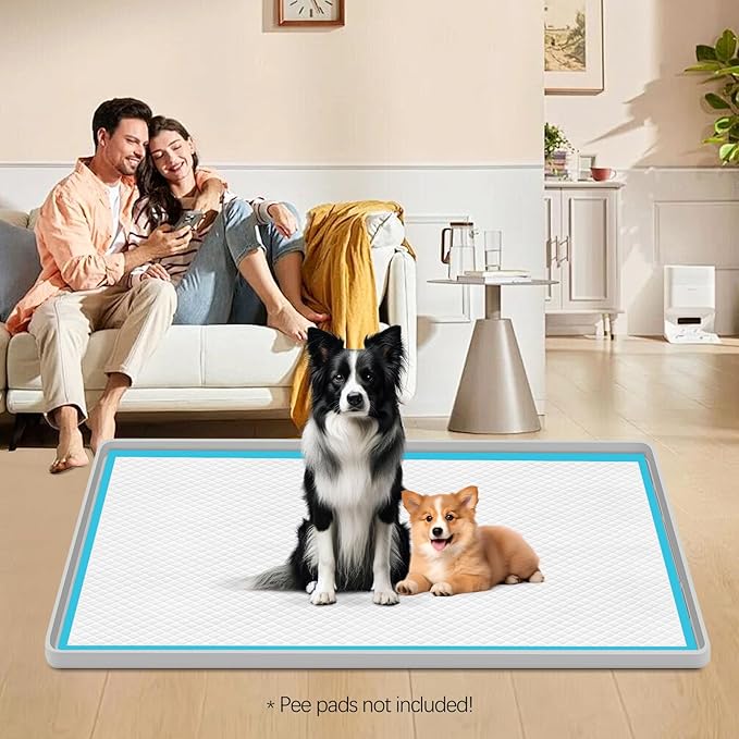Pee Pad Holder for Dogs, 24" x 17" Silicone Pee Tray Mat High Edge, Leak-Proof, No Spill Pet Pad Holder for Puppy, Cat, Rabbit, Training Pads for Floor Protection, No Pee Pads