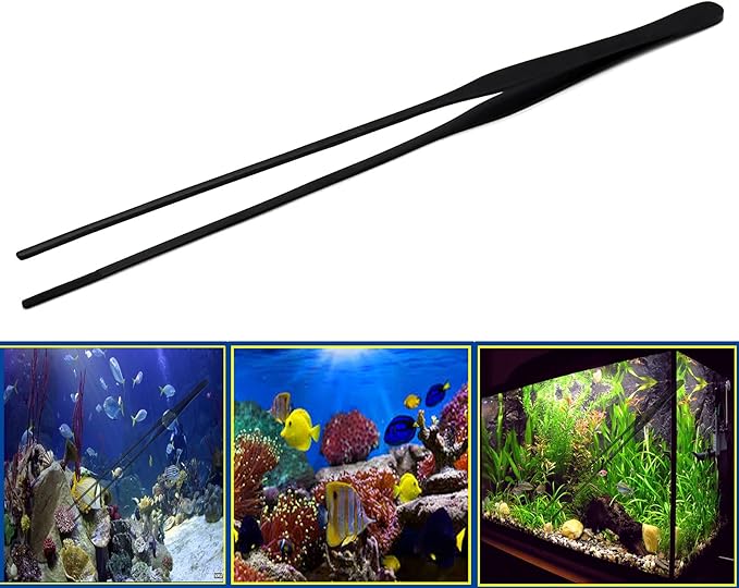 G.S Aquarium Tweezers Long Reptiles Feeding Tongs for Aquatic Plants Spider Snakes Lizards (10.6" Straight & Curved)