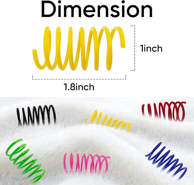 AGYM 6Colors Plastic Spring Cat Toys, 30 Pack Spiral Springs for Indoor Cats to Swat, Bite, Hunt, Interactive Toys for Cats and Kittens