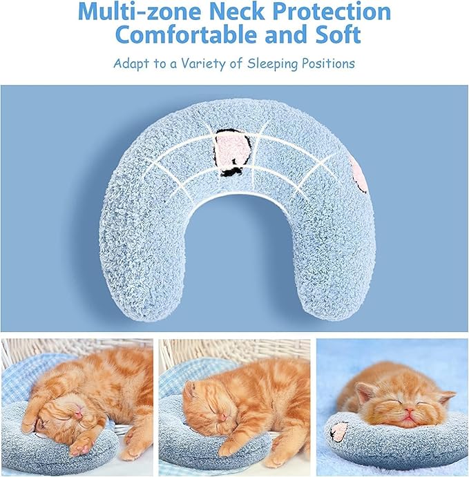 Calming Pillow for Dogs, Soft Dog Bed Pillows Pet Neck Pillow, Dog Calming Pillows for Small Dogs Ultra Soft Fluffy Pet Calming Toy Half Donut Cuddler (C)