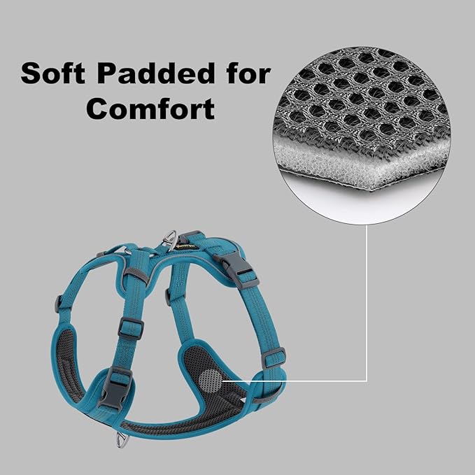 Plutus Pet No Pull Dog Harness, Release at Neck, Soft Padded, Reflective Adjustable Dog Vest Harness for Small, Medium, Large Dogs(Light Blue, XS)