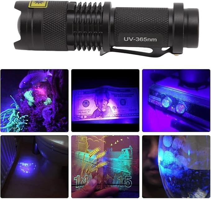 Garosa 365nm Flashlight, Flashlight for Pet Urine Detection Dry Bed Scorpion Dog Cat Urine, Urine Detectors