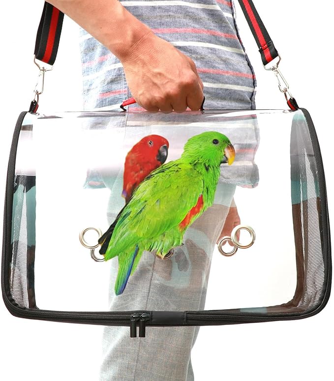 VIDECOR Pet Birds Bag, Lightweight Bird Carrier PVC Transparent Travel Cage Foldable Ventilation Pet Bird Travel Backpack Breathable Bird Travel Cage Portable Travel Bird Cage,C