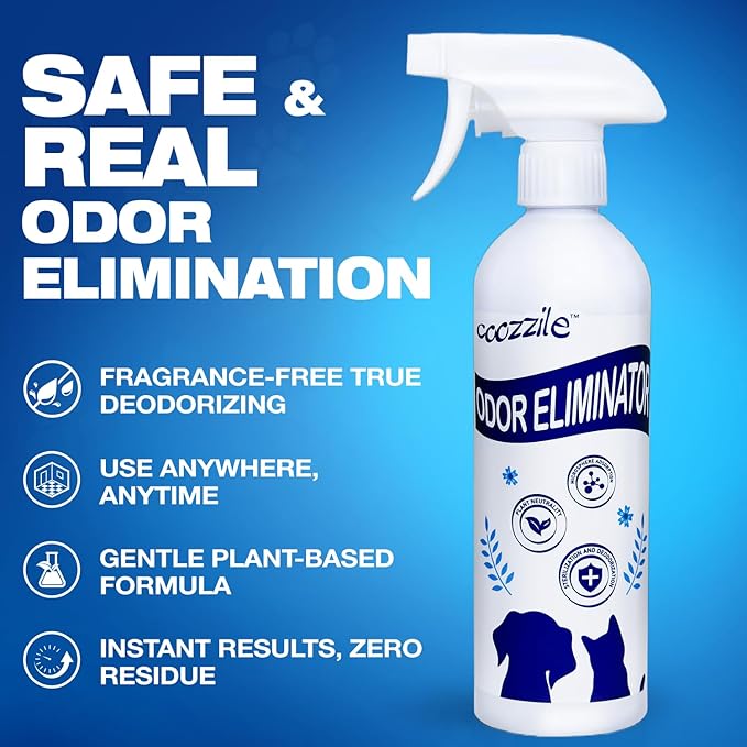 Pet Odor Eliminator, Odor Remover and Pet Spray Fragrance Free Colorless 16.9oz Spray, Safe Highly Effective Carpet and Cat Litter Deodorizer for Dogs and Cats(16.9Fl Oz (Pack of 2))