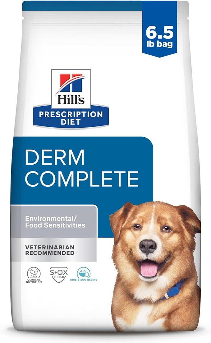Hill's Prescription Diet Derm Complete Skin & Food Sensitivities Dry Dog Food, Veterinary Diet, 6.5 lb. Bag